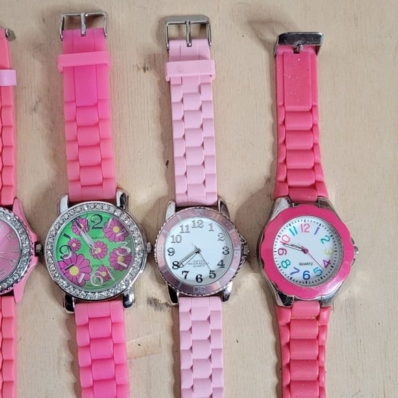 Geneva Watch Lot of 7 Pink Silicone Bands Untested No Batteries For Parts Asst - Picture 3 of 16